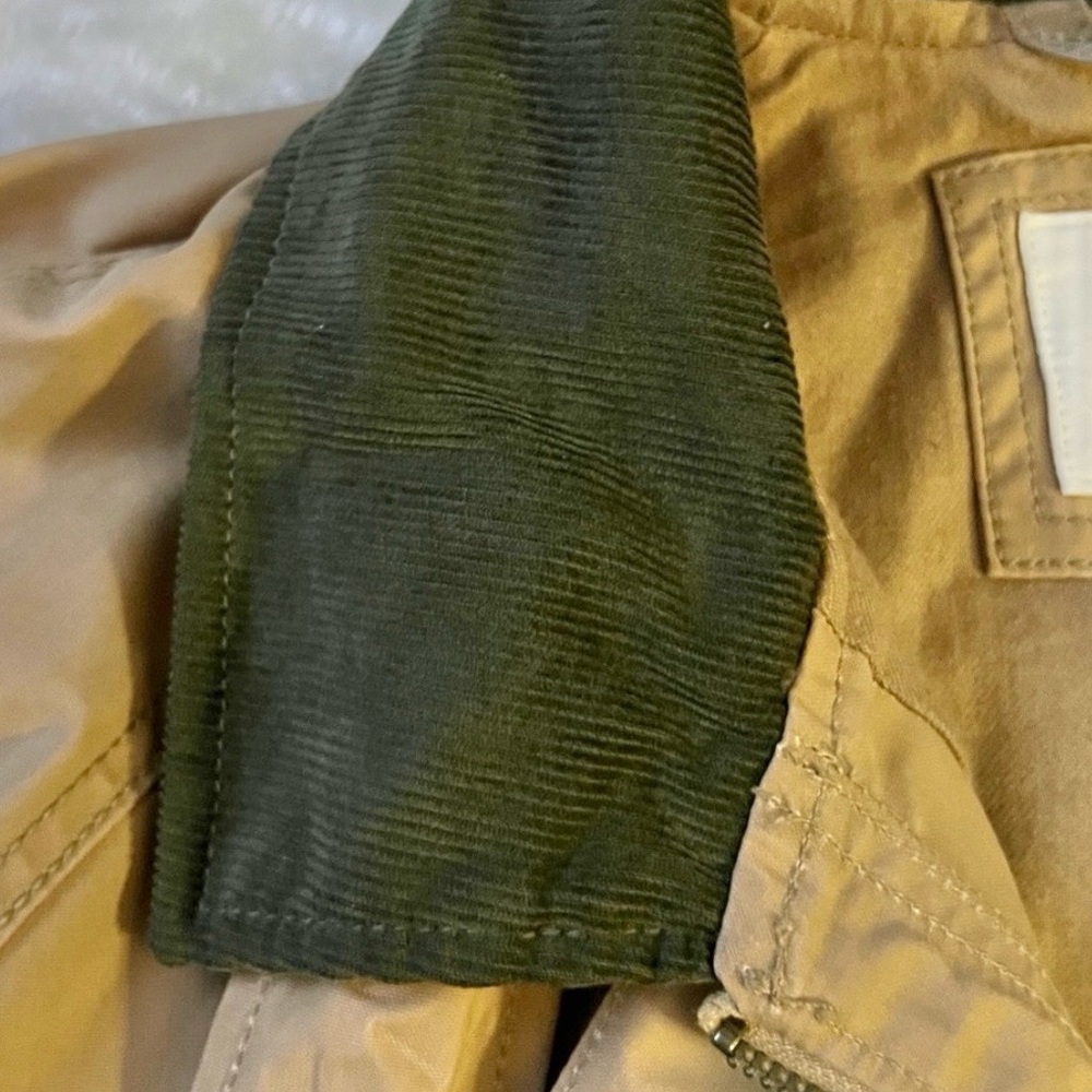 LK NW 🦅 AMERICAN EAGLE COTTON KHAKI CAMEL TAN LINED JACKET w/CORDUROY COLLAR XXL - Picture 5 of 15